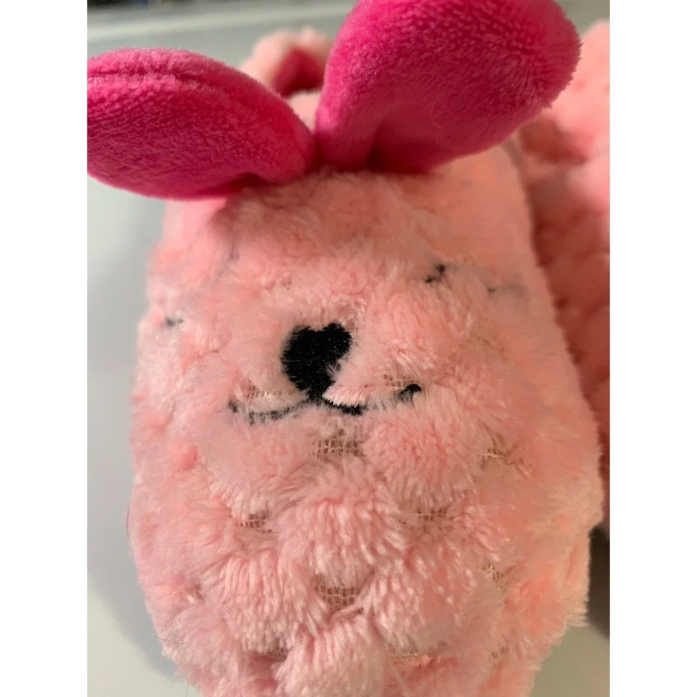Kids Pink Bunny Slippers Plush Fuzzy Fleece EARS Size‎ L 9 10